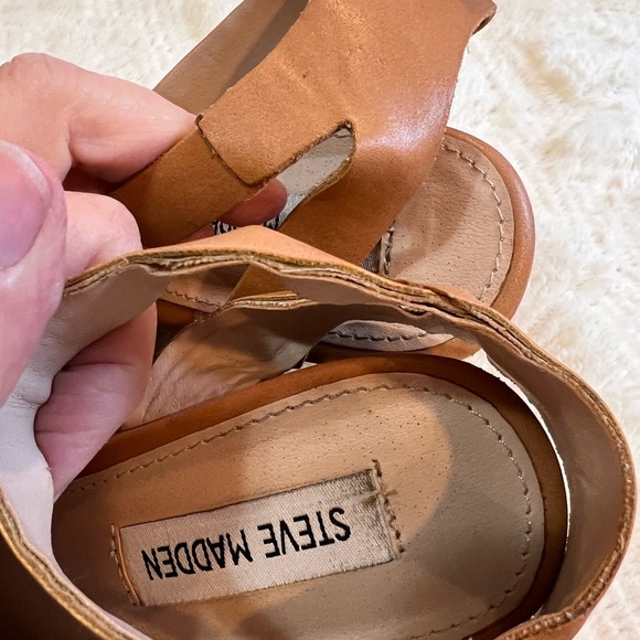 STEVE MADDEN Orlena wedges platform shoes size 8 camel color strapy - Picture 5 of 12